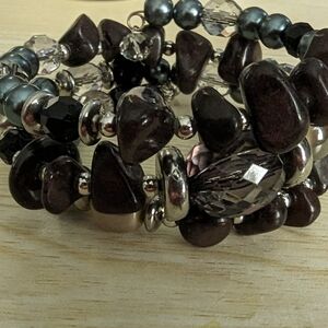 Grey and Brown Wrap Bracelet